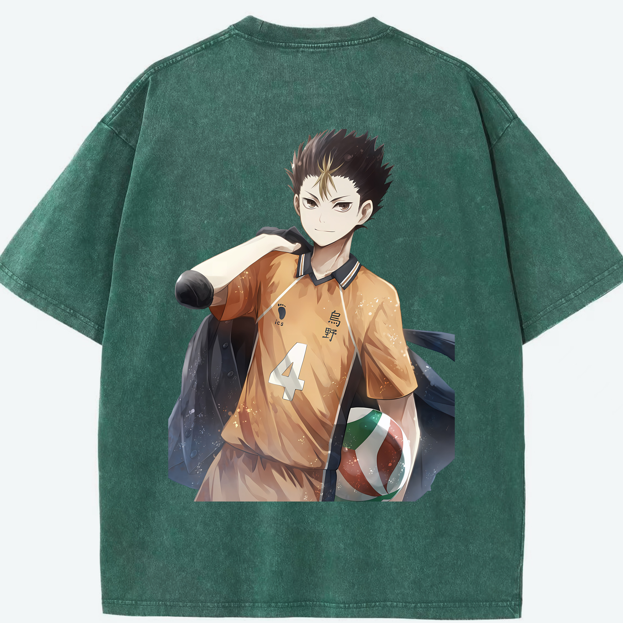 （画像用） ハイキュー!! Haikyu!! 綿100% ヴィンテージ風 半袖Tシャツ（背面プリント）